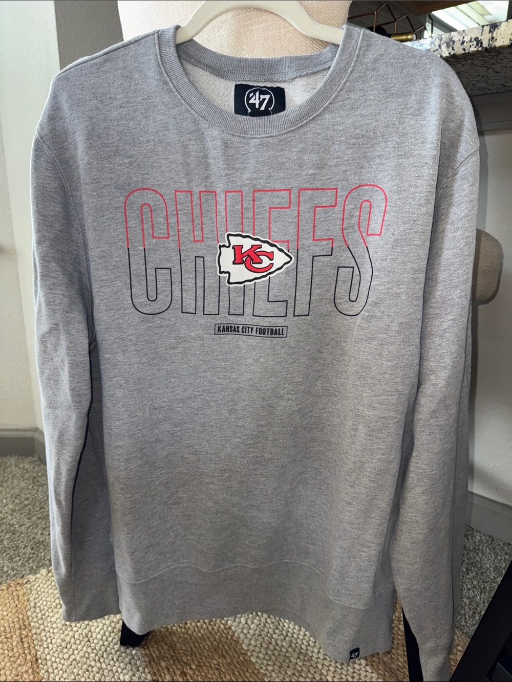 '47 Gray Chiefs Crewneck Sweatshirt with Red & Black Logo